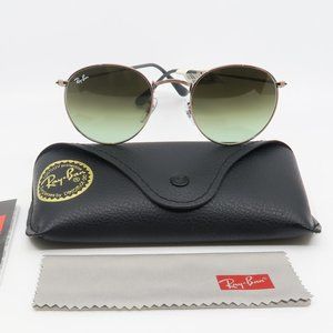 RB 3447 9002/A6 50mm Ray-Ban New Round Bronze/Green Gradient Sunglasses w/ case